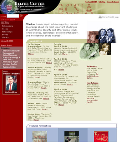 Harvard University: Kennedy School of Government: Belfer Center for International Affairs